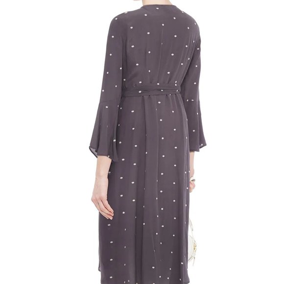 CHARLI Embroidered Crepe Wrap Dress in Gray Size 10 - Picture 9 of 15